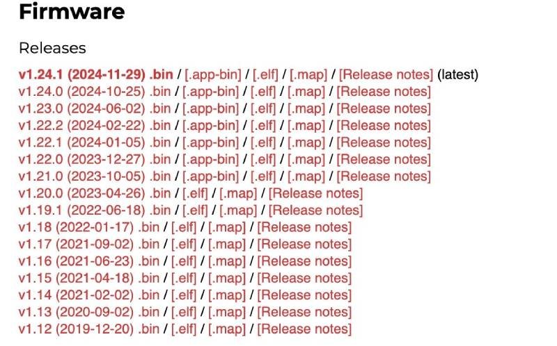 MicroPython Firmware options.  Choose stable.