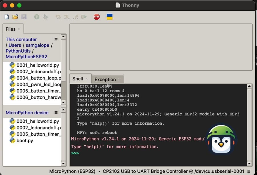 Thonny MicroPython Shell/REPL panel
